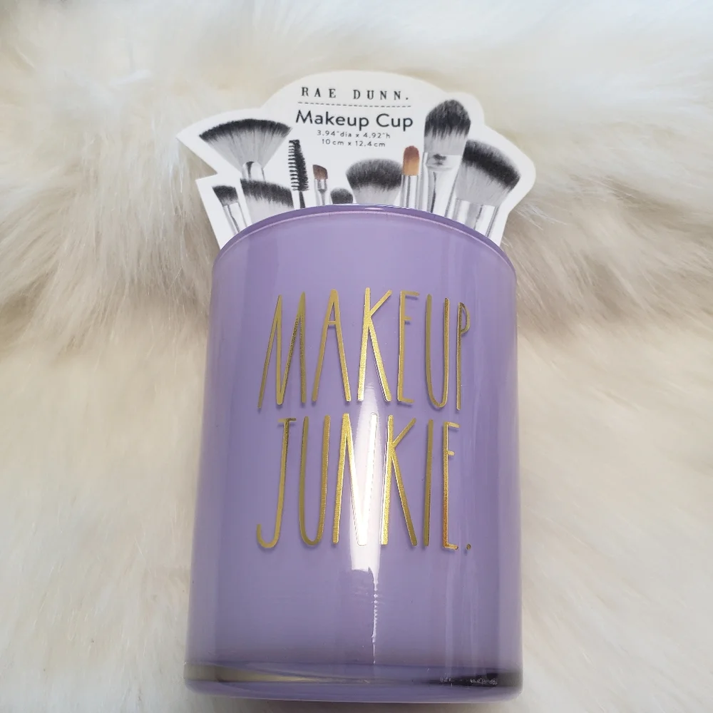 Rae Dunn MAKEUP JUNKIE Lavender Makeup Cup.